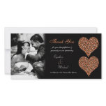 Wedding Thank You 2 Rose Hearts Photo Card