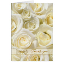 Wedding Thank you Card - white-cream roses