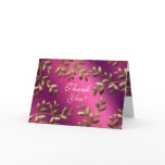 Wedding Thank You Cards Leaves Pink Gold