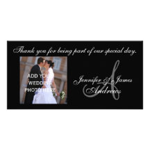 Wedding Thank You Monogram A and Message Custom Photo Card