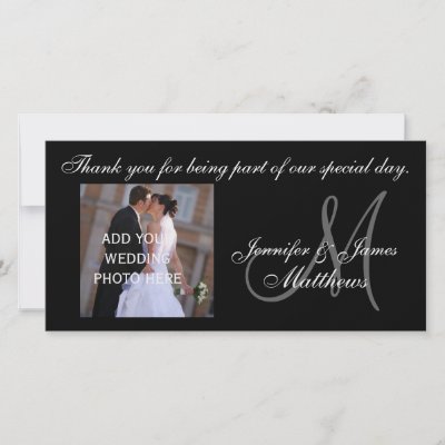 Personalized Wedding   Cards on Wedding Thank You Monogram And Message Personalized Photo Card By