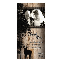Wedding Thank You Photo Card Rustic Country Deer