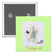 Wedding-veil elve pinback button