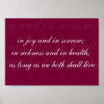 Wedding Vow In Sickness Magenta posters