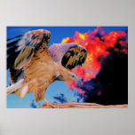 Wedge Taled Eagle in Bush Fire posters
