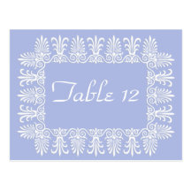 Wedgewood Blue 1 Wedding Reception Table Numbers Post Card