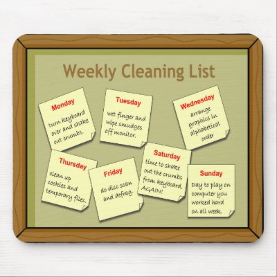 Weekly Cleaning List Mousepad by MamasCupboard