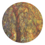 Weeping Willow by Claude Monet Round Stickers