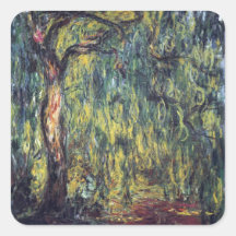 Weeping Willow II by Monet, Vintage Impressionism Stickers