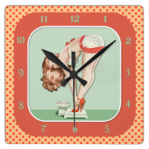 Weigh Scale Pin Up Cutie  Clock
