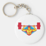 weightlifter body builder lifting weights  retro key chain