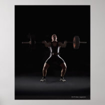 Weightlifter jerking weight posters