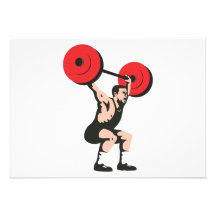 Weightlifter Lifting Weights Retro Custom Invitation