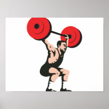 Weightlifter Lifting Weights Retro Poster