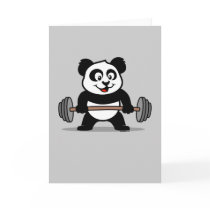 Weightlifting Panda Greeting Cards