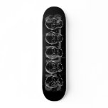 Weird Skull. White. Sketch. Custom Skate Board
