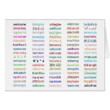 Welcome : 80 Languages Custom Card/White