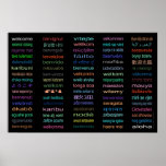 Welcome 80 Languages Poster - 5 sizes /Black