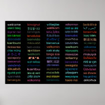 Welcome 80 Languages Poster - 5 sizes /Black