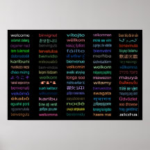 Welcome 80 Languages Poster Black