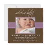 Welcome Baby! Purple Ribbon Birth Announcement invitations