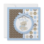 Welcome Bear Boy Invitation Square