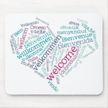Welcome Heart (many languages) Mousepad
