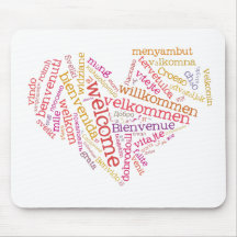 Welcome Heart (many languages) Mousepad