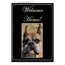 Welcome home boxer dog note card