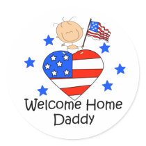 Welcome Home Daddy Stick Figure Baby Round Sticker