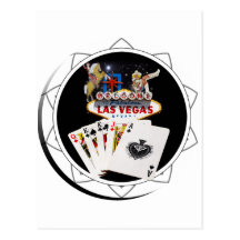 Welcome Sign Black Poker Chip Post Cards