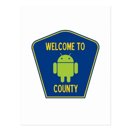 Welcome To Android County (Bug Droid Sign) Post Cards