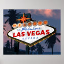 Welcome to Las Vegas Sign Night Retro Poster Print