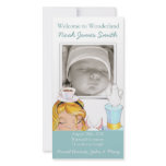 Welcome to Wonderland Birth Announcement Blue photo cards