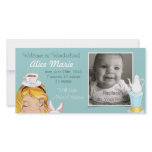 Welcome to Wonderland Birth Announcement Blue photo cards