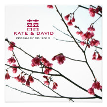 Welcoming Spring Double Happines/Chinese Wedding Personalised Invitations