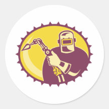 Welder Worker Welding Torch Retro Sticker
