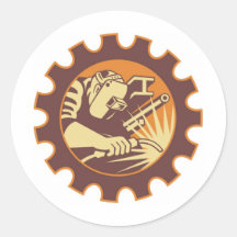Welder Worker Welding Torch Retro Stickers