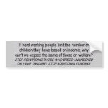 Welfare Funding bumper stickers