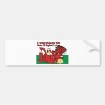 Welsh Dragon, 6 Nations Champions, Wales v England Bumper Stickers
