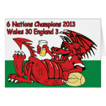 Welsh Dragon, 6 Nations Champions, Wales v England Greeting Card