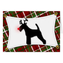 Welsh Terrier Reindeer Christmas Card