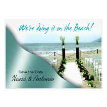We're doing it on the Beach Save the Date Custom Announcement