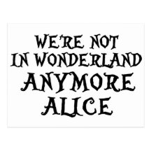 WE'RE NOT IN WONDERLAND ANYMORE ALICE POST CARD