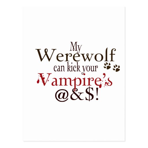 werewolf word art post card