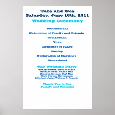 Wes and Tara Wedding Program Poster by TJBonebrake Wedding Poster