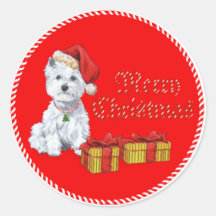 West Highland White Terrier Christmas Gifts Round Sticker