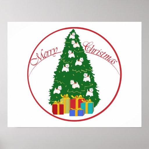 West Highland White Terrier Christmas Tree Print