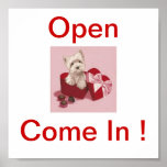 West Highland White Terrier Dog Open Sign Poster