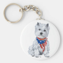 West Highland White Terrier Patriotic Keychain